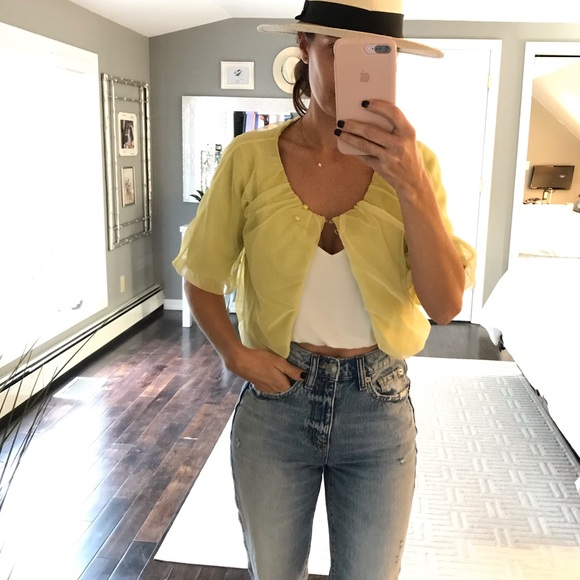 Teri Jon Jackets & Blazers - ❤️Teri Jon yellow Silk Linen crop jacket medium